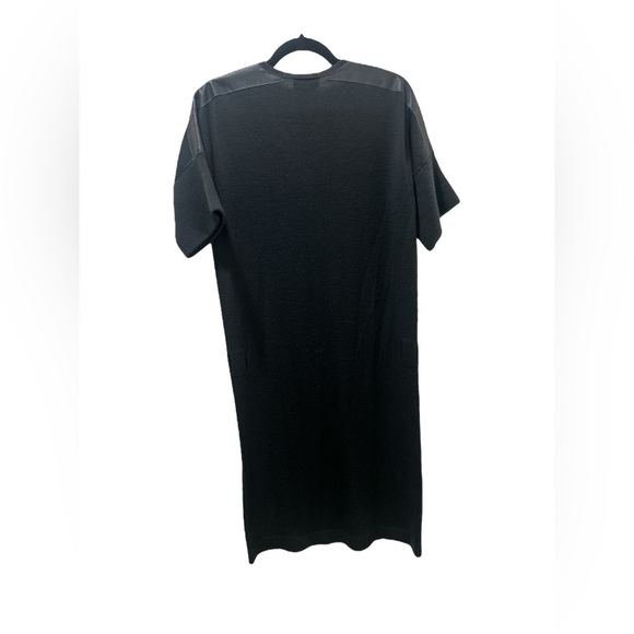 Emporio Armani Cashmere Midi Leather Shoulder V Neck Dress - Picture 5 of 5